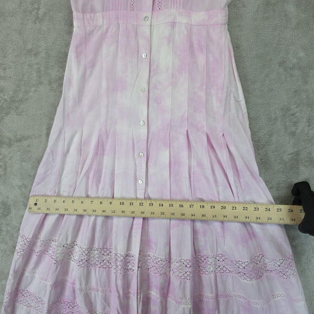 LoveShackFancy Dress Womens Small Pink Tie Dye Lace Button Front Maxi Boho - Picture 14 of 16